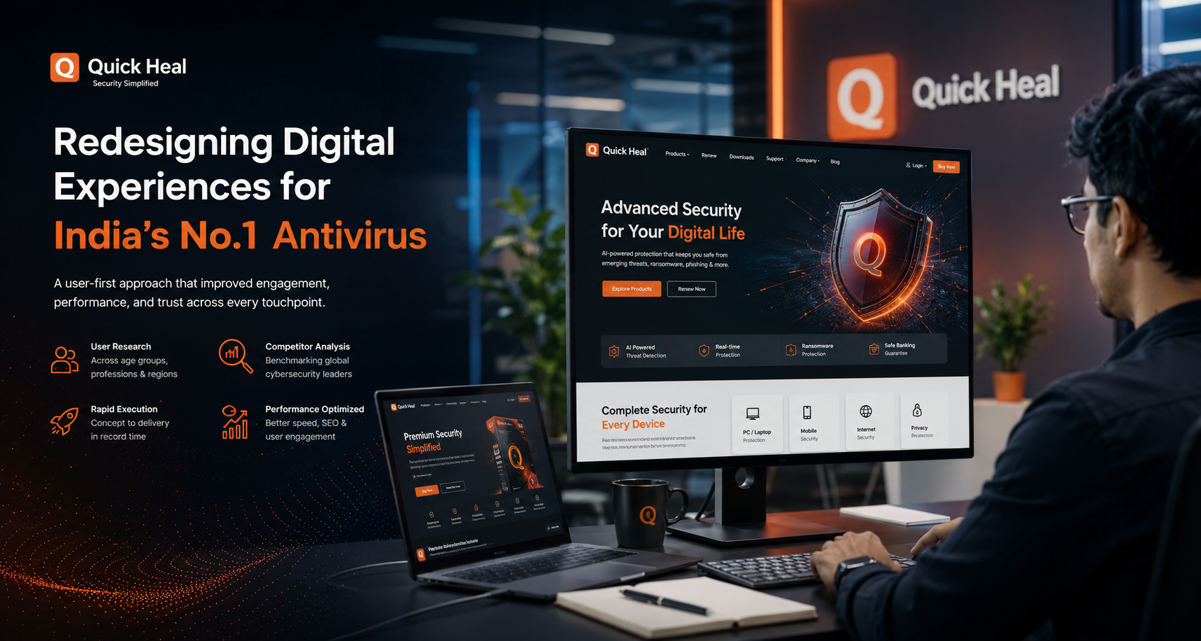 Quick Heal. UI/UX rebrand and product pages